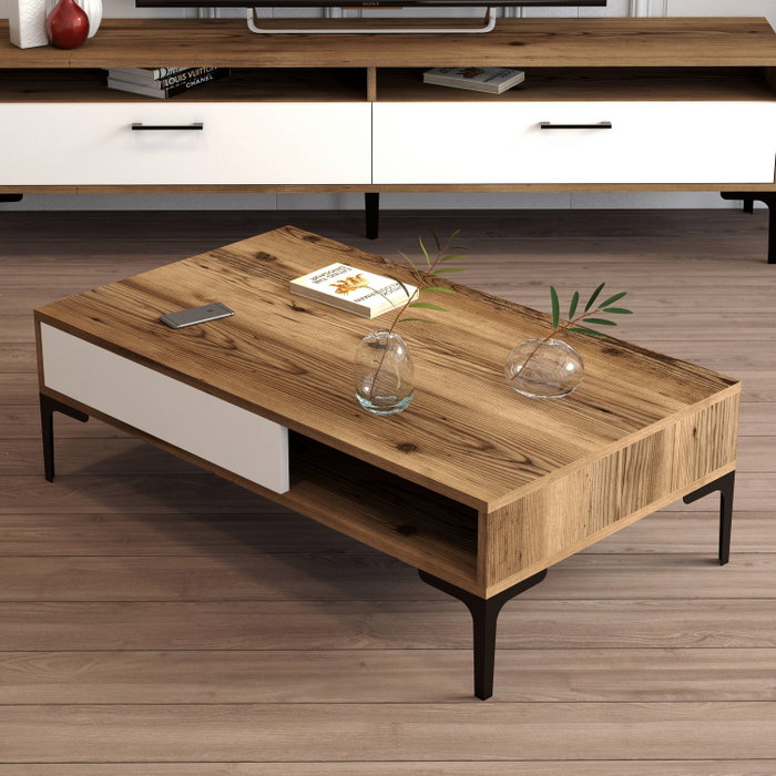 Hanah Home Istanbul Mesa de Centro Nogal y Blanco